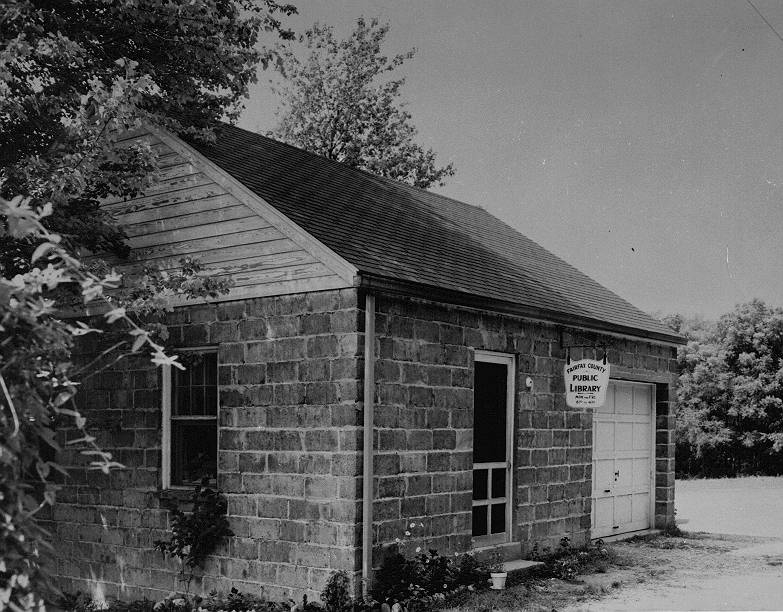 Fairfax County's first library.  Note the garage which was needed to house the Bookmobile.